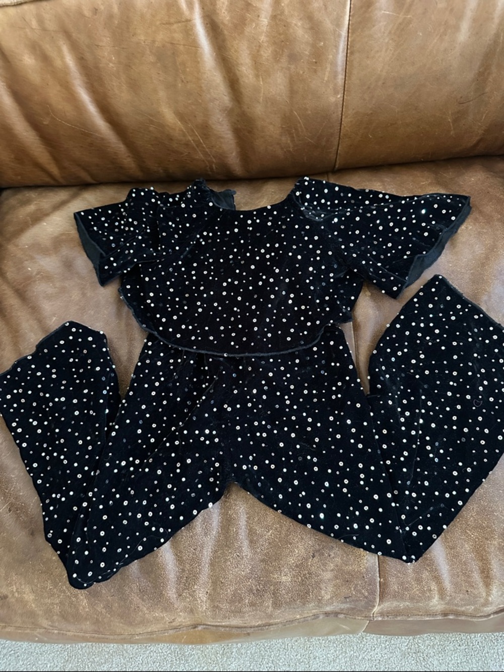 Zara Black Velvet Sequin Sparkling Jumpsuit 7